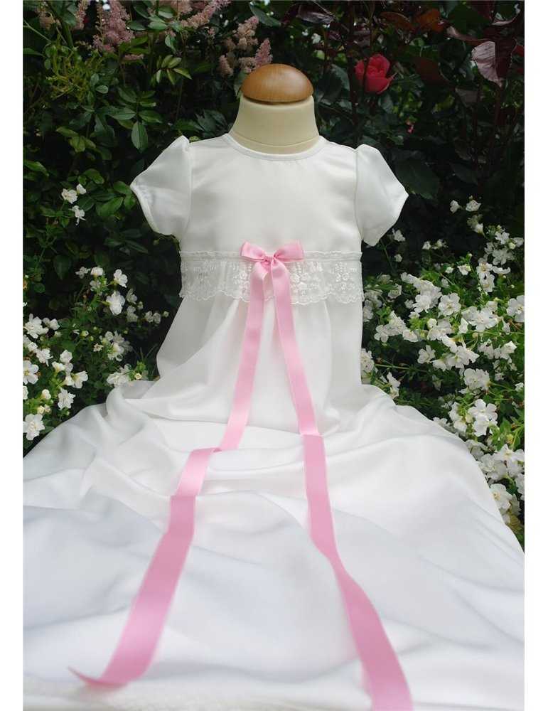 christening gown with cerise doproset