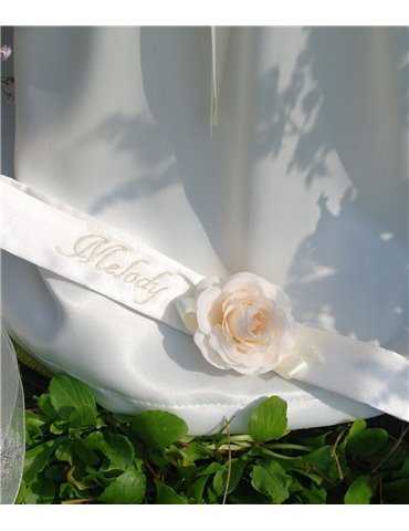 Christening gown with blue ribbon for boys