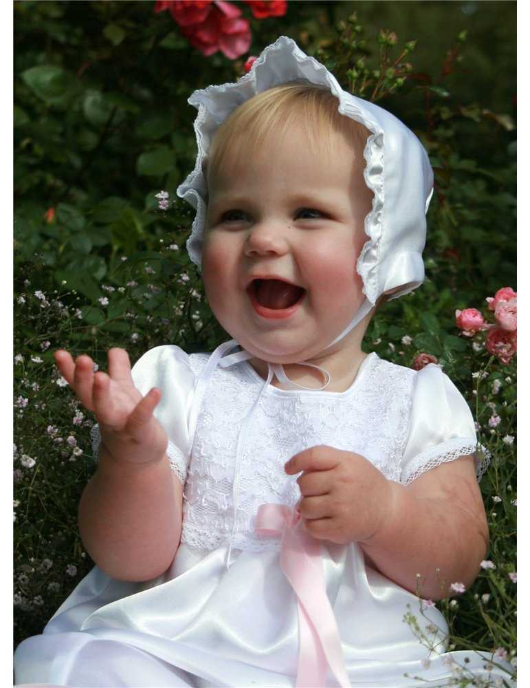 christening gown with stylish gold embroidery