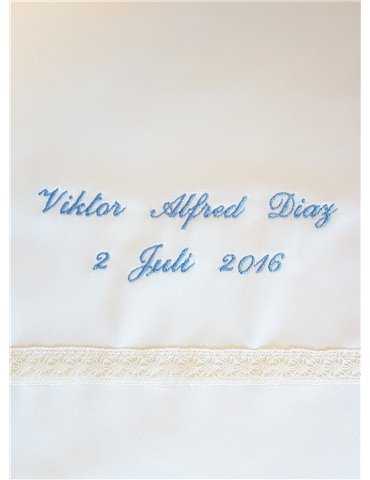 Dopklänning med stilg marinblå doprosett