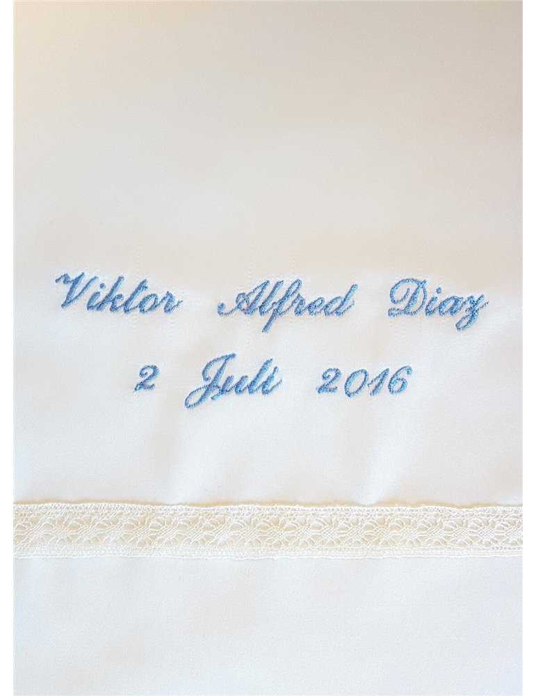 Dopklänning med stilg marinblå doprosett