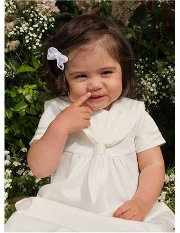 Baptism gown with blue baptismal bow