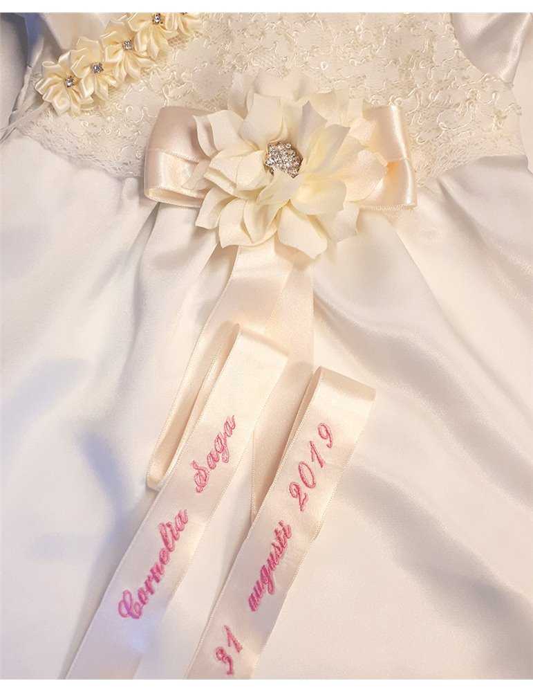 romantic christening gown in antique white
