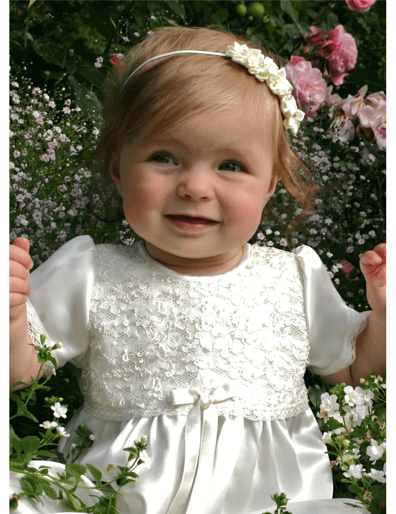 Dopklänning med vacker vit spets till baby